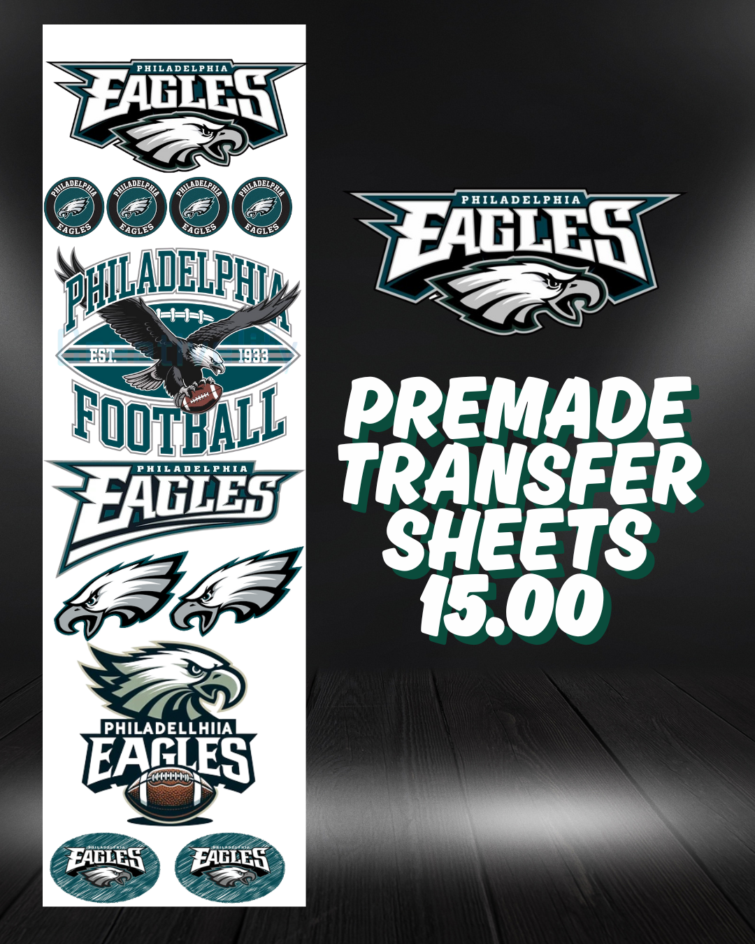 Philadelphia Eagles Pre Made Gang Sheet