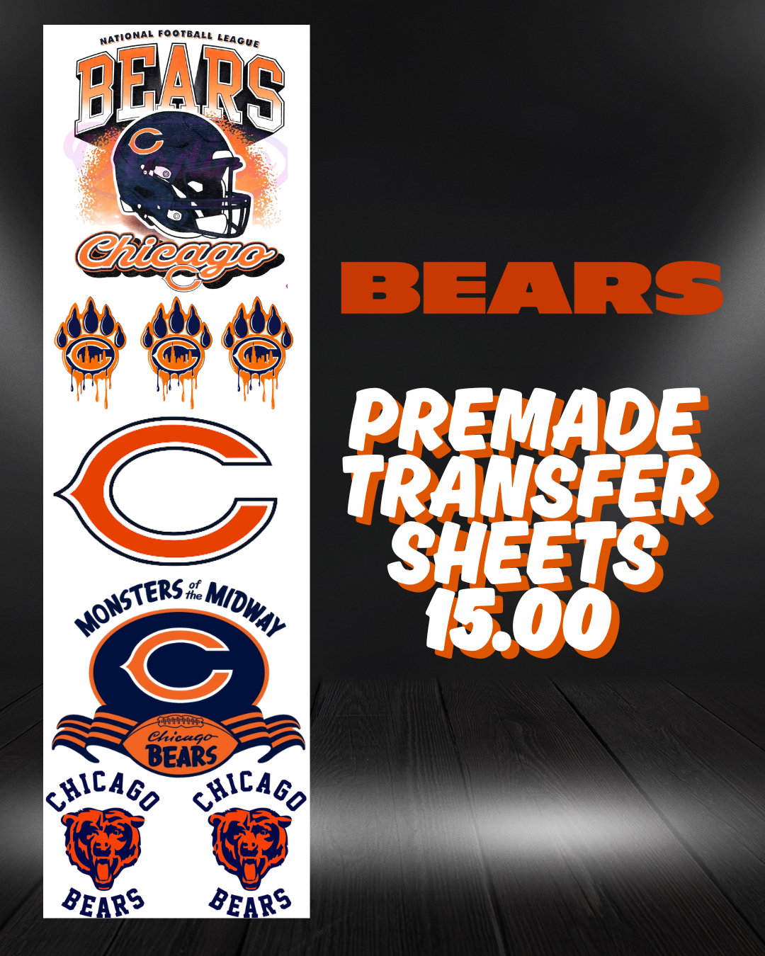 Chicago Bears Pre Made Gang Sheet