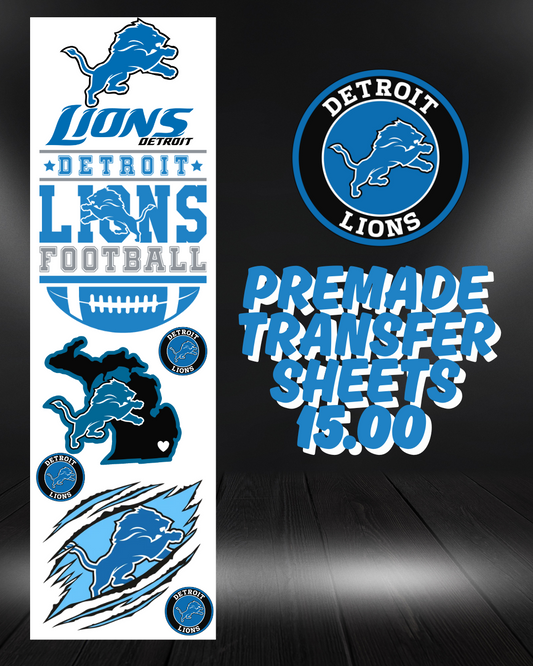 Detroit Lions Pre Made Gang Sheet